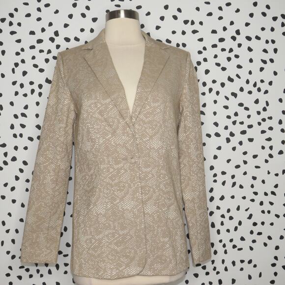 Finders Keepers Neutral Tan Snakeskin Print Olivia Single Button Blazer - Picture 4 of 11